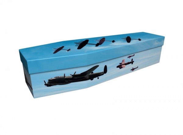 Cardboard Coffin with Lancaster picture