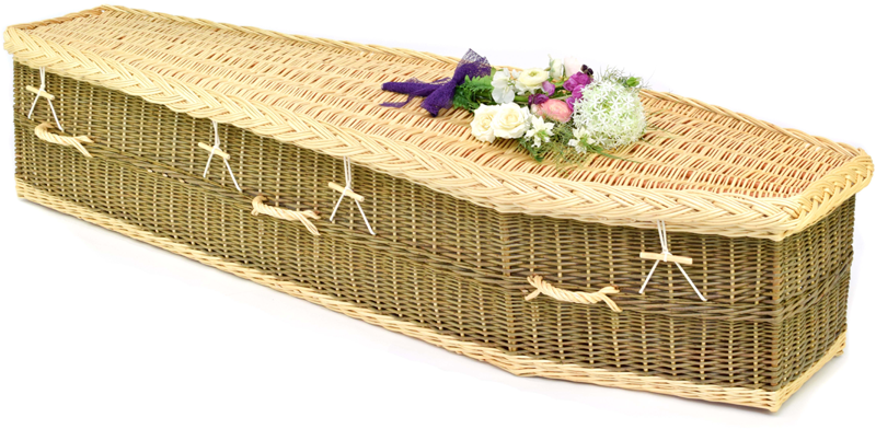 English Willow Traditional Coffin Green & Light