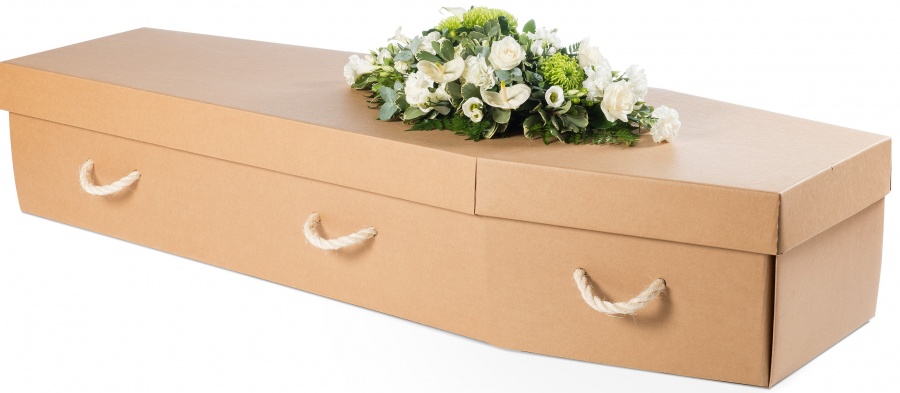 Cardboard Coffin in Manila colour - The green coffin company.com