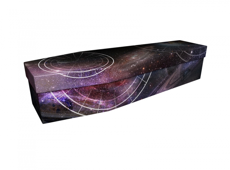 Cardboard Coffin with Galaxy picture